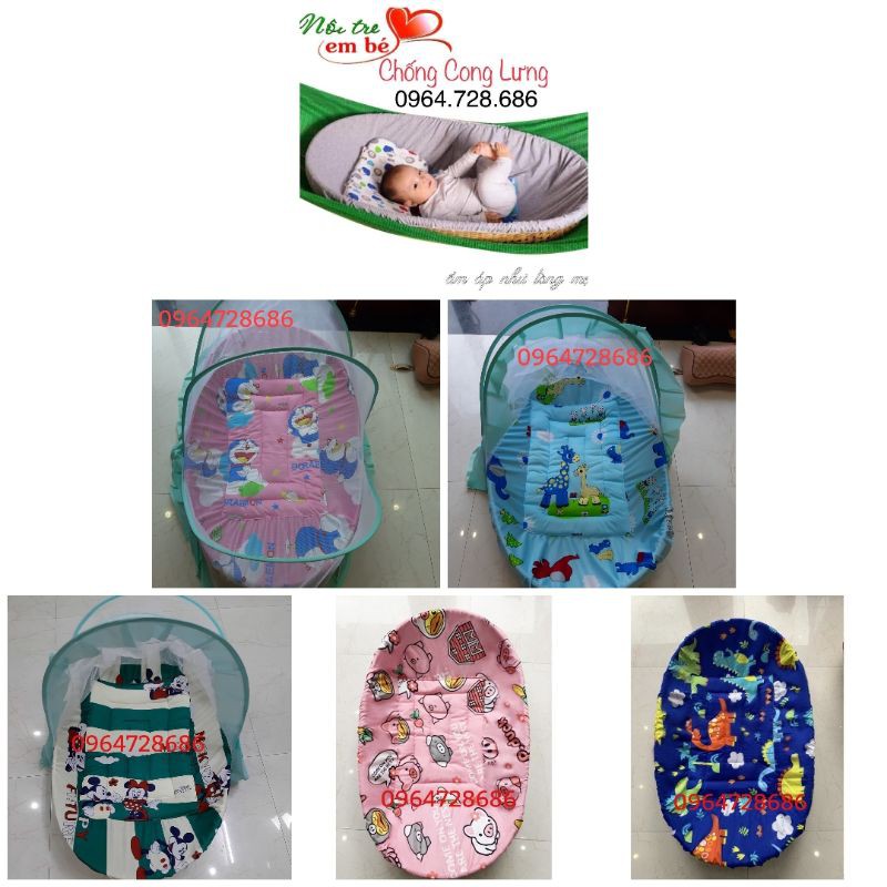 Combo Nôi tre, Bọc, Màn size 65x1m( Tặng Vòng Dâu Tằm)
