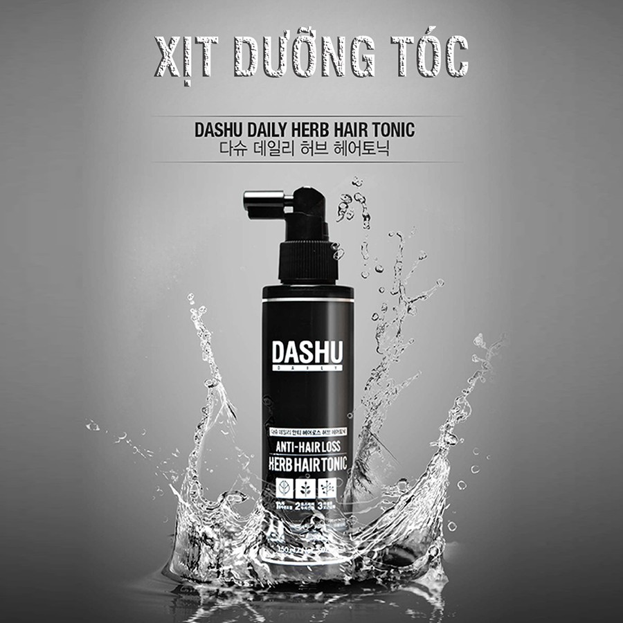 Xịt dưỡng tóc phục hồi hư tổn, ngăn rụng tóc DASHU daily anti-hairloss herb hair tonic 150ML XT03