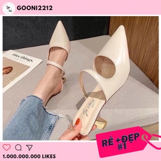 Guốc cao gót mũi nhọn gót mạ vàng kiểu dáng sang chảnh thời trang dành cho nữ (kèm video thật shop quay)