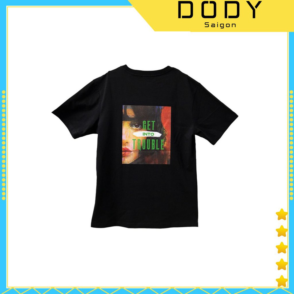 Áo thun nam nữ tay lỡ UNISEX Nam Nữ cotton 100% form rộng - GET INTO TROUBLE [DODY Saigon / Áo Thun]