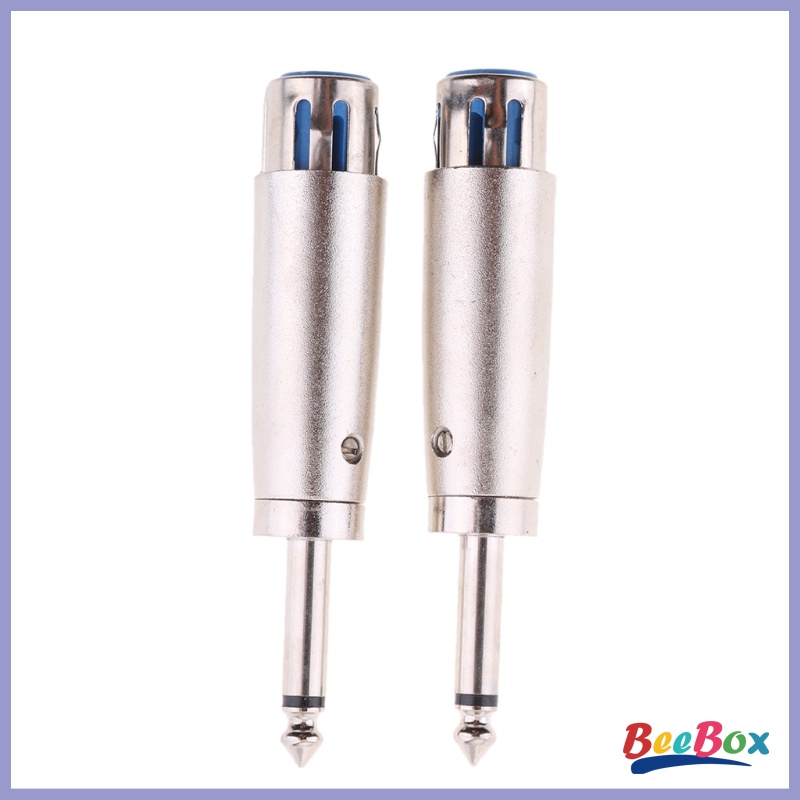 BeeBox 2 Pack XLR 3-Pin Female to 1/4\" 6.35mm Mono Male Jack Audio Mic Adapter
