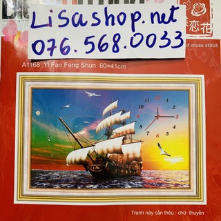 Tranh thêu THUẬN BUỒM XUÔI GIÓ 60x41cm chưa thêu a1168