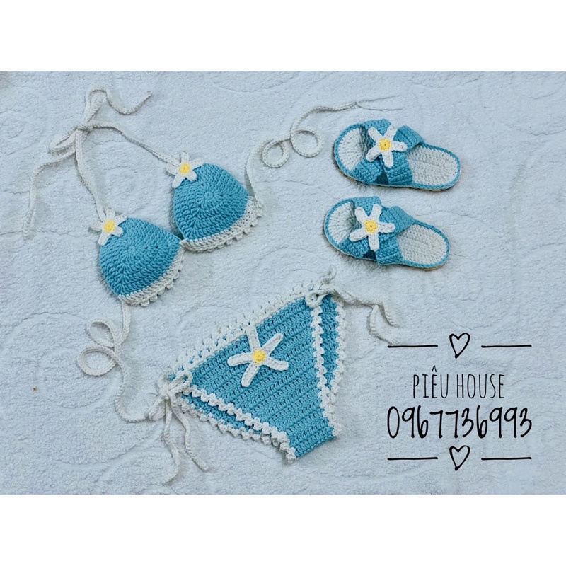 Bikini móc len 100% handmade cho bé
