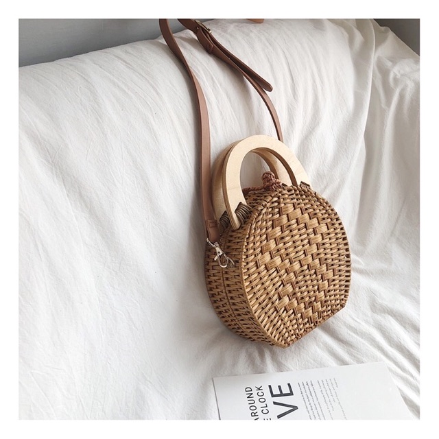 Túi mây du lịch quai gỗ