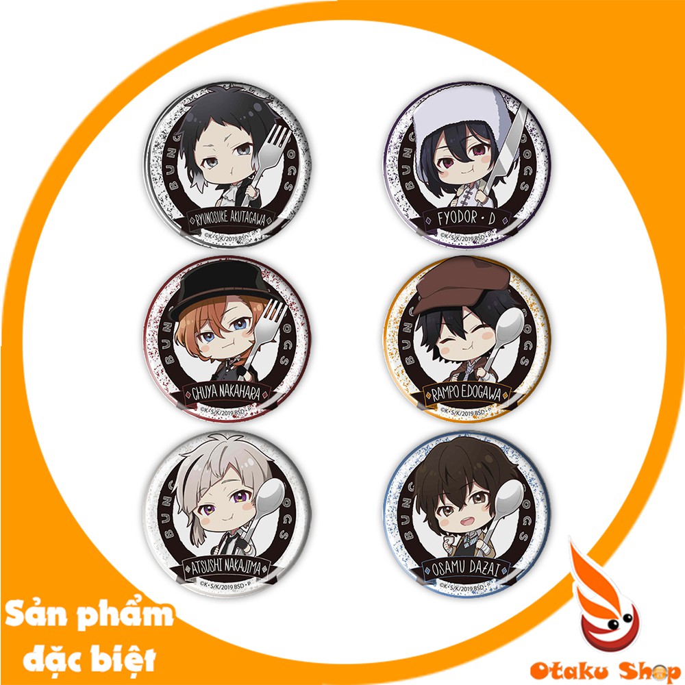 SET 6 CÁI huy hiệu Anime Bungo Stray Dogs - Đặc Nhiệm Thám Tử - Văn hào lưu lạc