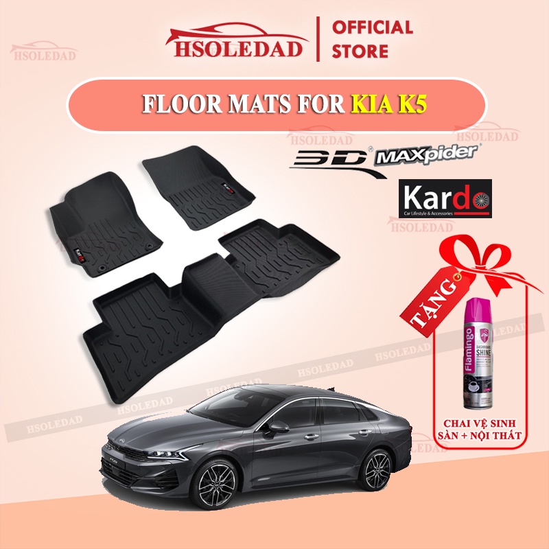Thảm lót sàn KIA K5 bằng khuôn đúc hãng Kardo hoặc 3D MAXpider KAGU, Chất liệu XPE an toàn không độc hại