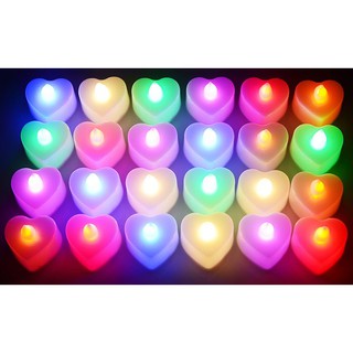 10 Nến điện tử LED trái tim trang trí bàn tiệc cưới