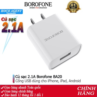 Củ sạc borofone ba20 cổng usb 2.1a, cóc sạc - chính hãng