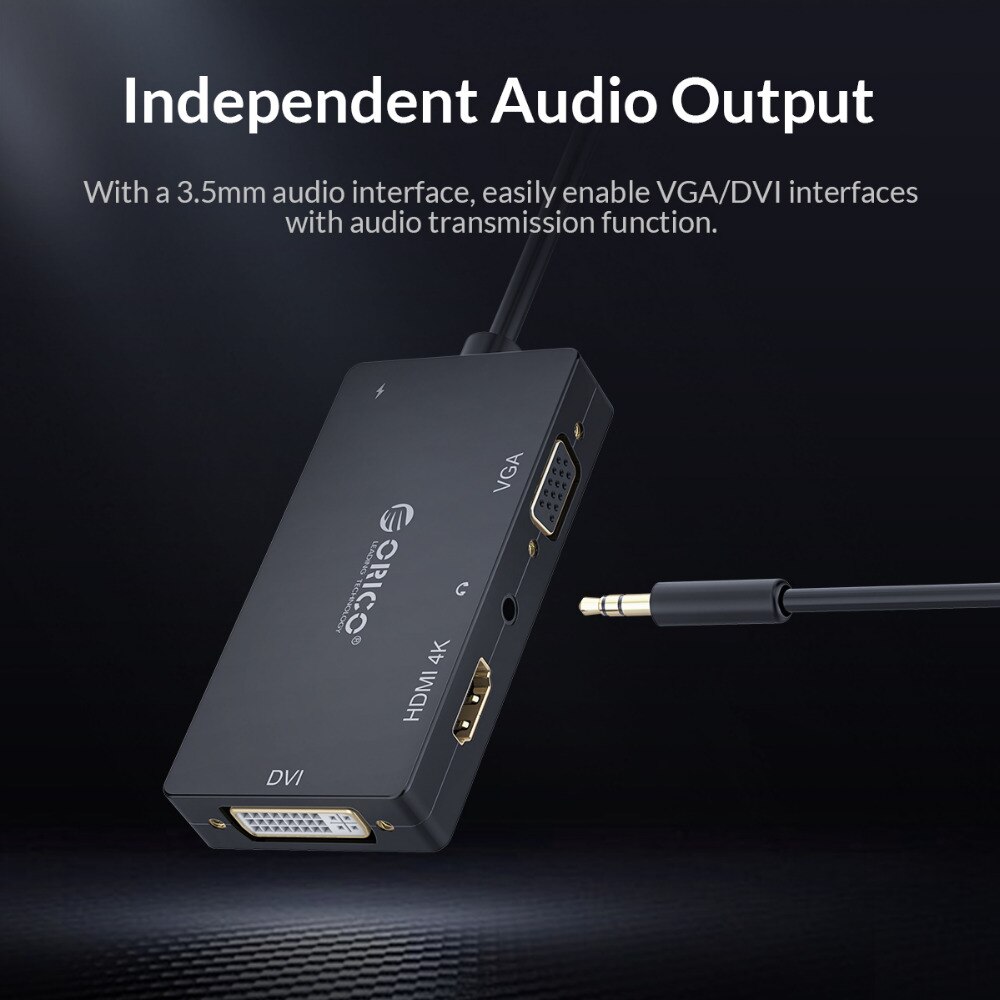 Hub Chia Cổng ORICO XD-107 Chuyển Đổi USB C Sang HDMI/ VGA/ Mini DP/ 3.5mm Cho Macbook Samsung Galaxy S10 4K Đa Năng