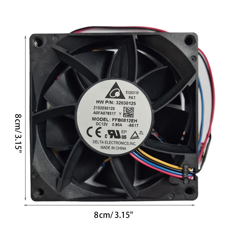 Quạt Gió 4 Dây FFB0812EH 8CM 80MM 8025 80x80x25mm 12V 0 8A Hỗ Trợ PWM