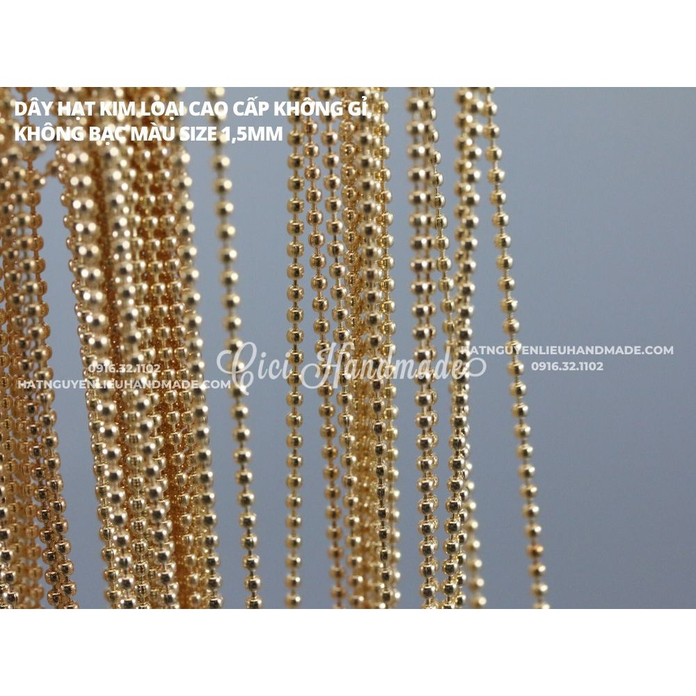 Dây hạt kim loại cao cấp không gỉ, không bạc màu 1,5mm làm trang sức, đính móng