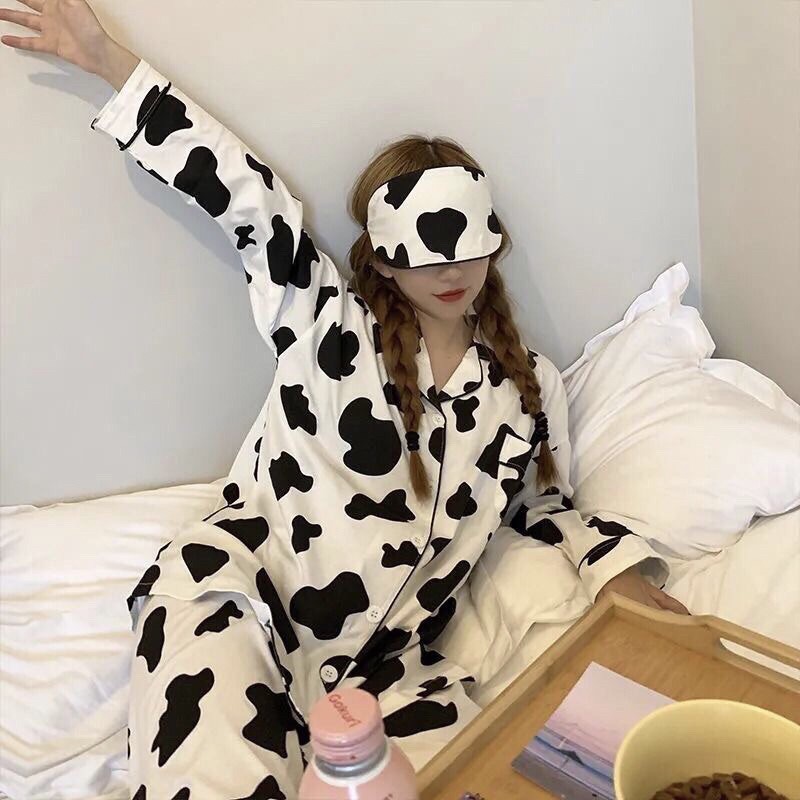 bộ ngủ bò sữa dài tay