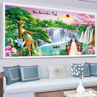 Tranh thêu chữ thập Phong Cảnh Non Nước Hữu Tình Khổ Lớn (THÊU KÍN)