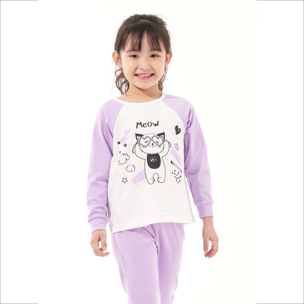 Đồ bộ bé gái từ 1 đến 8 tuổi dài tay chất dày dặn in hình mèo con dễ thương thời trang cao cấp Beddep Kid Clothes GB36
