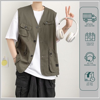 Áo Khoác Không Tay Túi Hộp Thời Trang Cho Nam