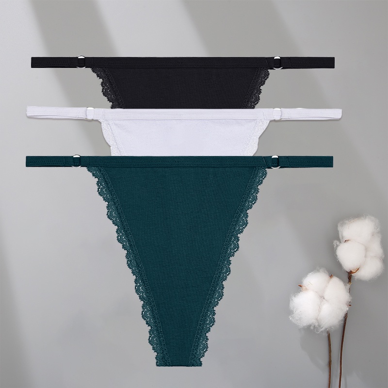 Set 3 quần lót cotton lọt khe FINETOO viền ren gợi cảm