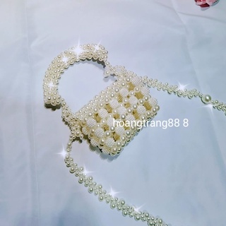 Túi xách tay/đeo chéo kết hạt cườm giả ngọc trai handmade kiểu mới