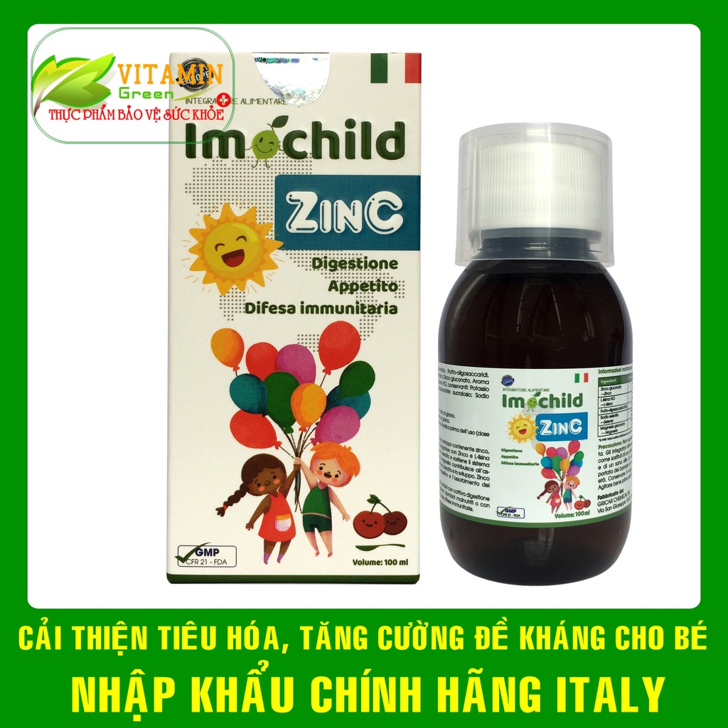 Bổ sung kẽm lysin vitamin cho bé Imochild ZinC giúp bé ăn ngon tăng sức đề kháng | Nhập khẩu chính hãng Italy