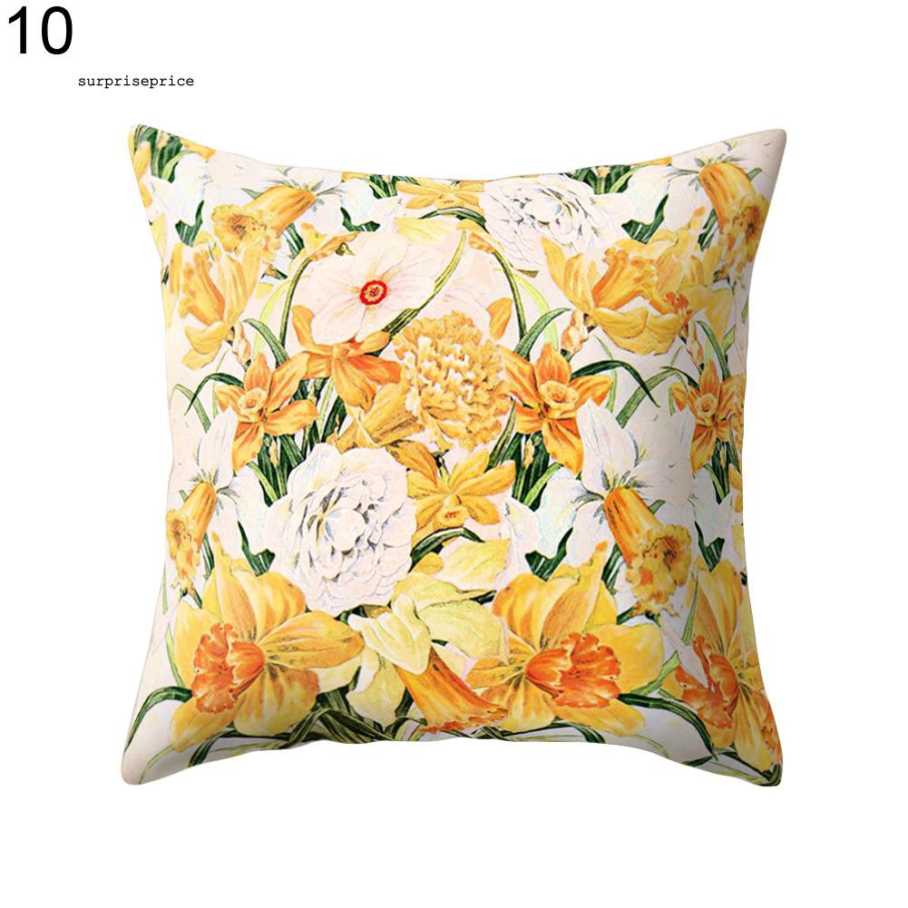 Vỏ gối sofa hình vuông in họa tiết hoa đẹp mắt