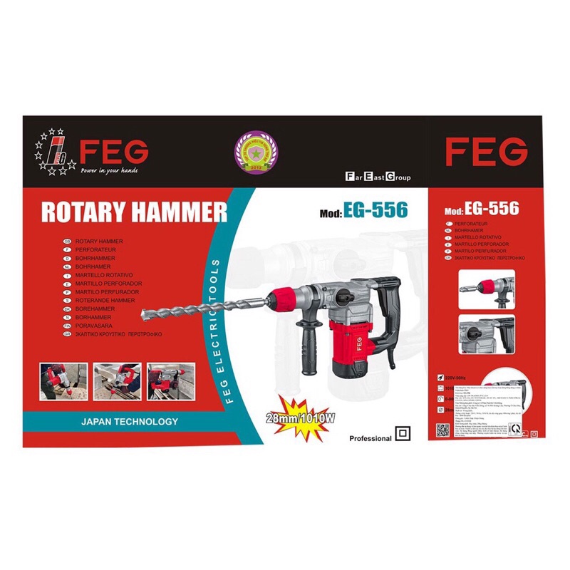 Máy khoan động lực - Máy đục - Khoan bê tông FEG EG-556  1100W new 2022