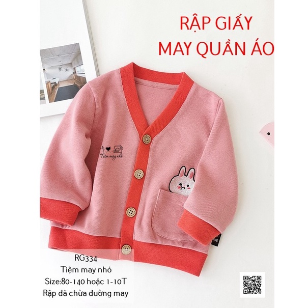 RG334_Rập giấy may áo cadigan cho bé