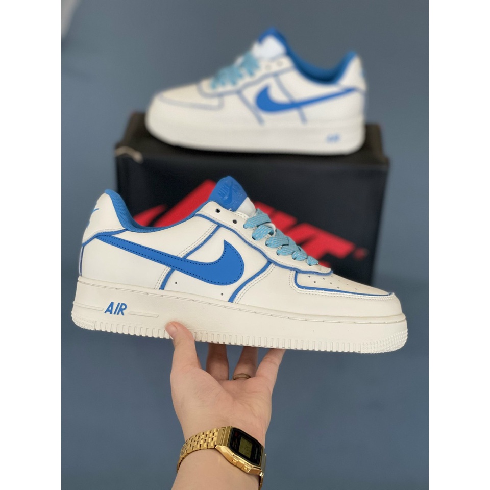 Giày_Nike, Giày AF1 Trắng Viền Xanh Hàng Cao Cấp Premium Full Box, Bill