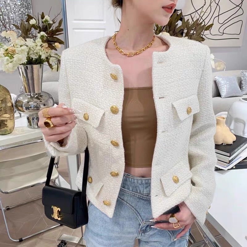 Áo khoác vải tweed màu đen giống Lisa BLACKPINK