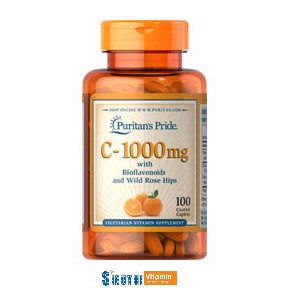 [CHÍNH HÃNG] nhanh liền sẹo, mờ vết thâm, mờ nám, sáng da Vitamin C 1000mg Bioflavonoids & Rose Hips Puritan’s Pride 693