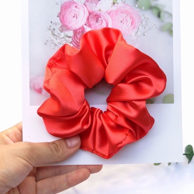 Chun cột tóc vải scrunchies phi bóng trơn bản to Scrunchies