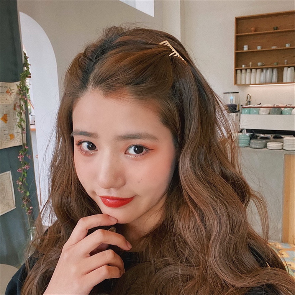 Set 2 kẹp tóc chất liệu kim loại thiết kế đơn giản thời trang cho nữ