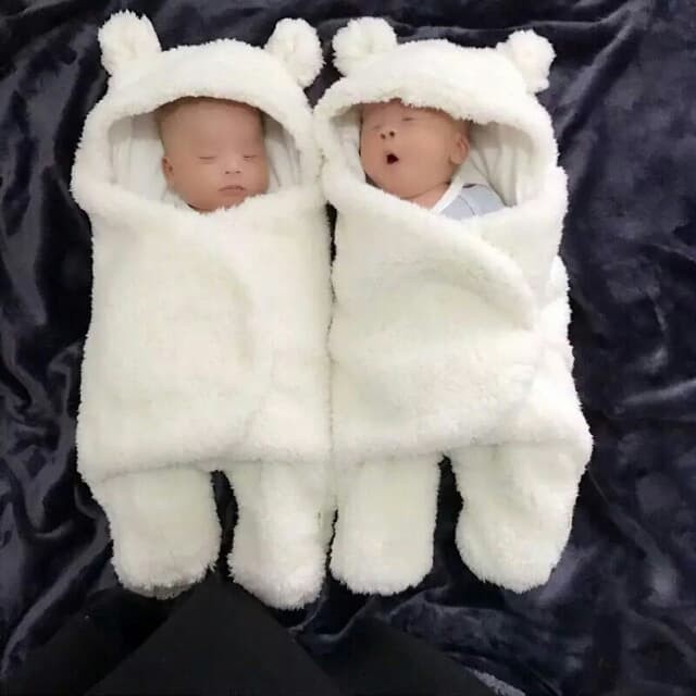 Khăn Quấn Cho Bé - Ủ gấu bông lông cừu mềm mại an toàn cho bé