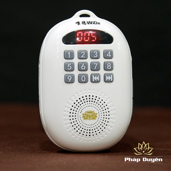 Máy Nghe Pháp Tụng Kinh Niệm Phật Mp3 Hoa Sen Đeo Cổ - Cầm Tay, Có Nút Chọn Bài Và Màn Hình Led, Màu Trắng (chưa thẻ)