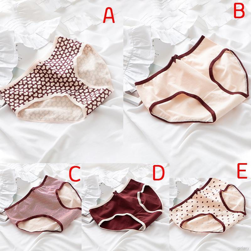 Quần Lót Cotton Lưng Vừa In Họa Tiết Trái Tim Ngọt Ngào Phong Cách Hàn Quốc Cho Nữ