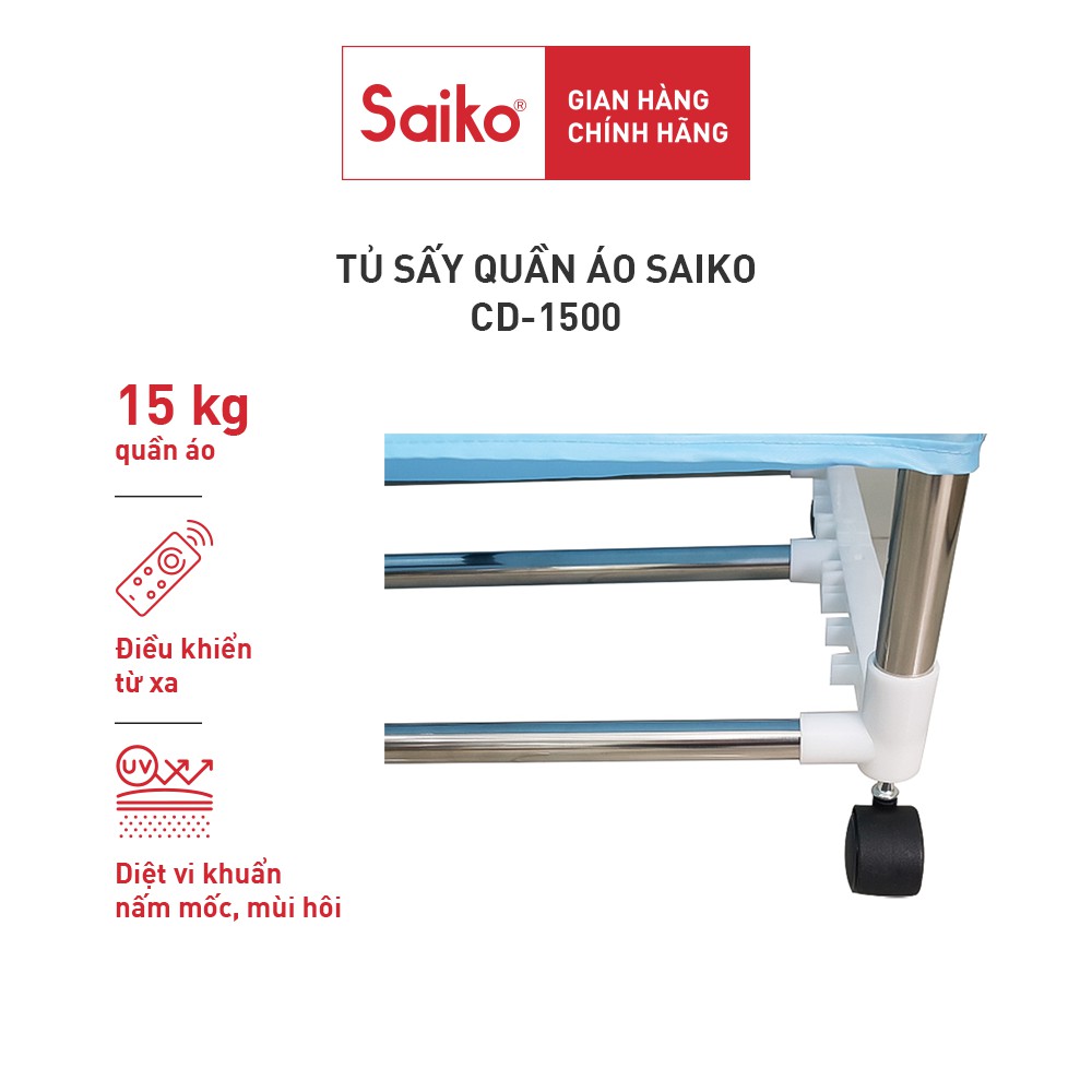 Tủ sấy quần áo Saiko CD-1500, sấy tối đa 15kg quần áo