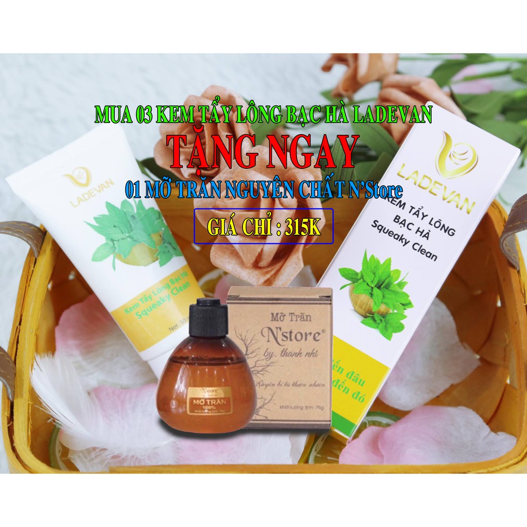 Kem Tẩy Lông Bạc Hà Ladevan (Combo 3 kem tẩy lông tặng 1 mỡ trăn nguyên chất)