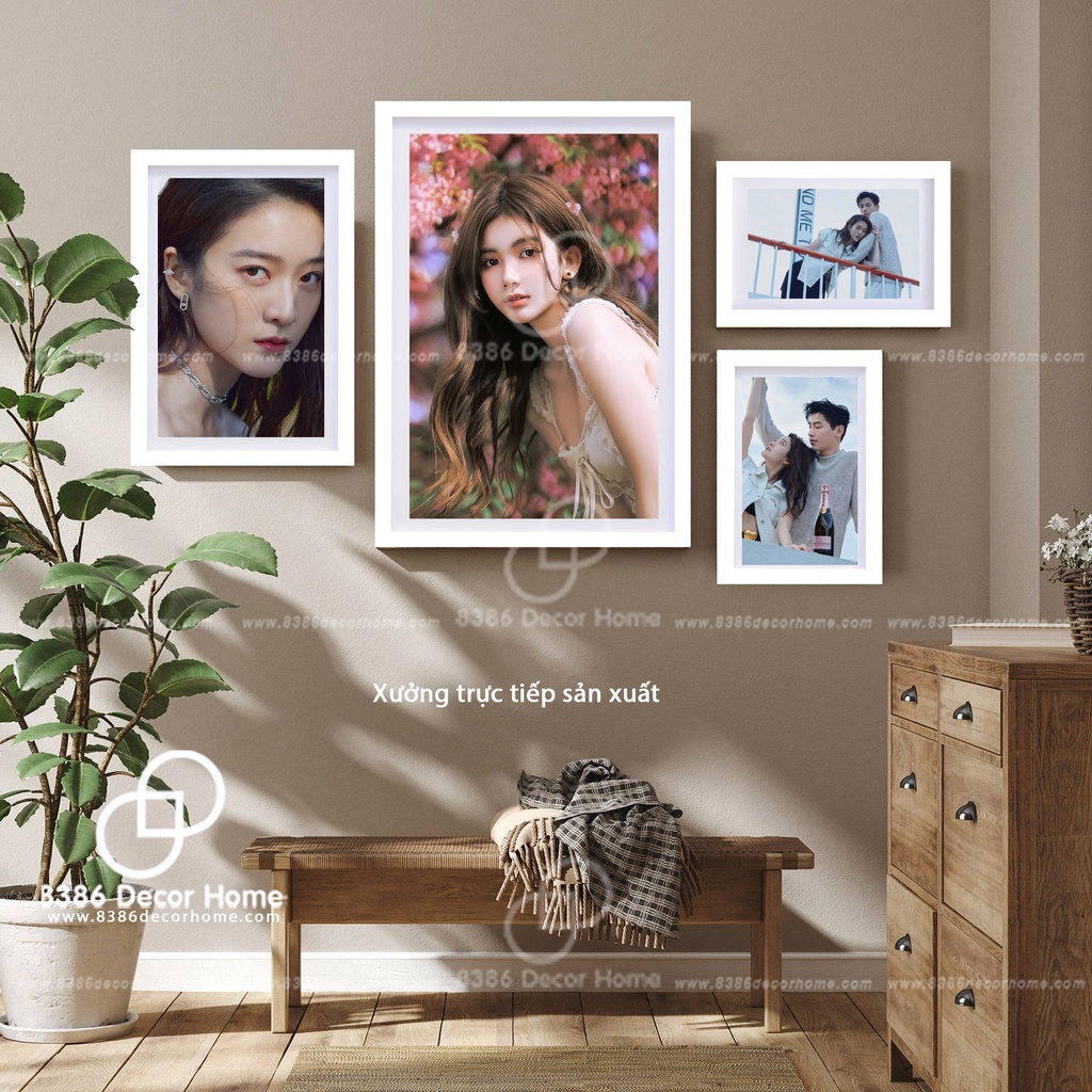 Bộ 4 Khung ảnh màu trắng trơn đẹp giá tại Xưởng (được Sơn màu từ gỗ thông thật)