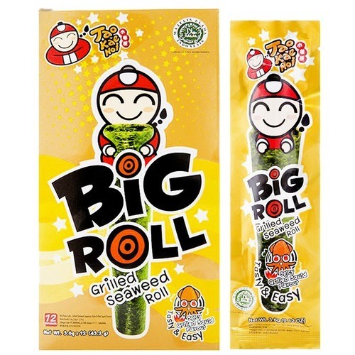 Snack Rong Biển Nướng Giòn Cậu Chủ TaoKaeNoi Big Roll Vị Mực (Hộp 12 gói-vàng)