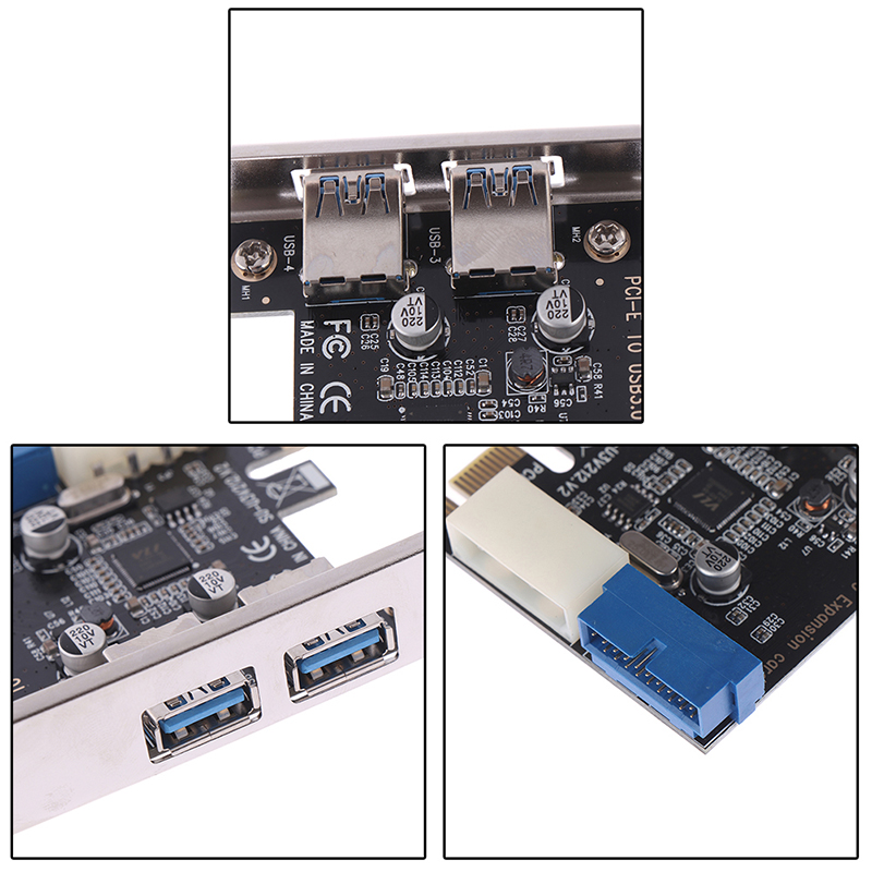 Colorfulswallowfly PCI express USB 3.0 2 ports front panel with control card adapter 4 Pin & 20 pin CSF