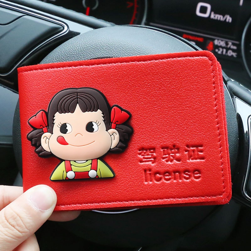 Ví da đựng bằng lái xe họa tiết hoạt hình sáng tạo 2 trong 1 tùy chọn màu sắc dành cho nữ