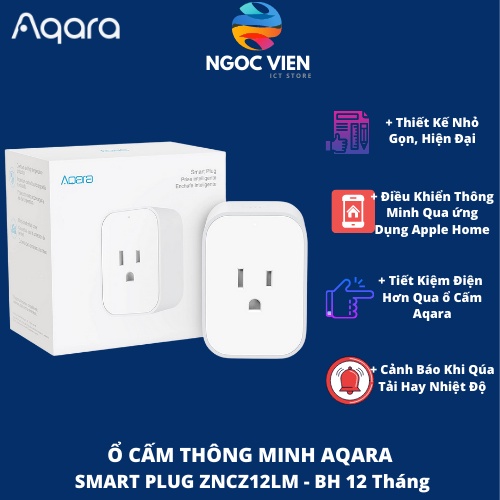 Ổ Cắm Điện Thông Minh Aqara / Thiết Bị Cắm Thông Minh Kết Nối App Smart Plug ZNCZ12LM | Hàng Chính Hãng | BH 12 Tháng