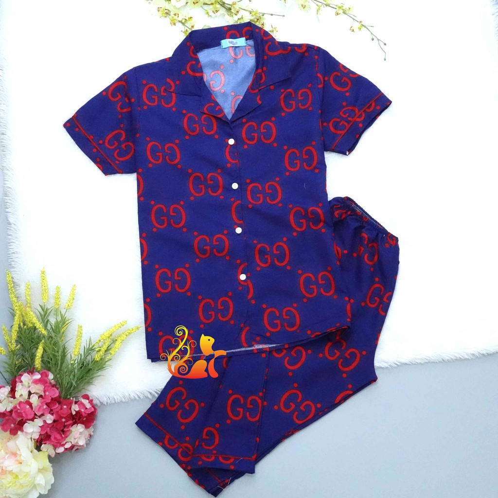 Đồ Mặc Nhà &quot;Họa Tiết Gờ Gờ&quot; Pijama Kate Thái Quần Lửng - Dưới 60kg.