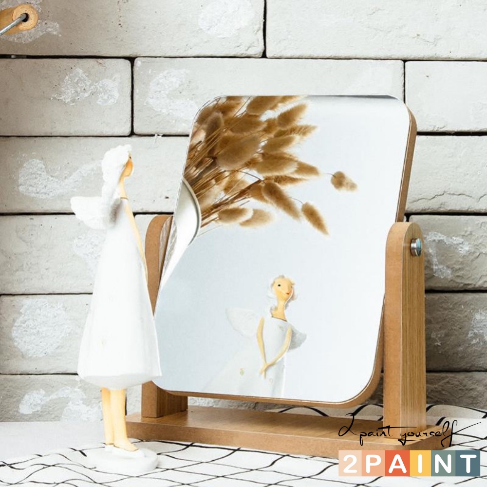 Gương để bàn trang điểm khung gỗ xoay 360 độ trang trí phòng - vintage decor size lớn