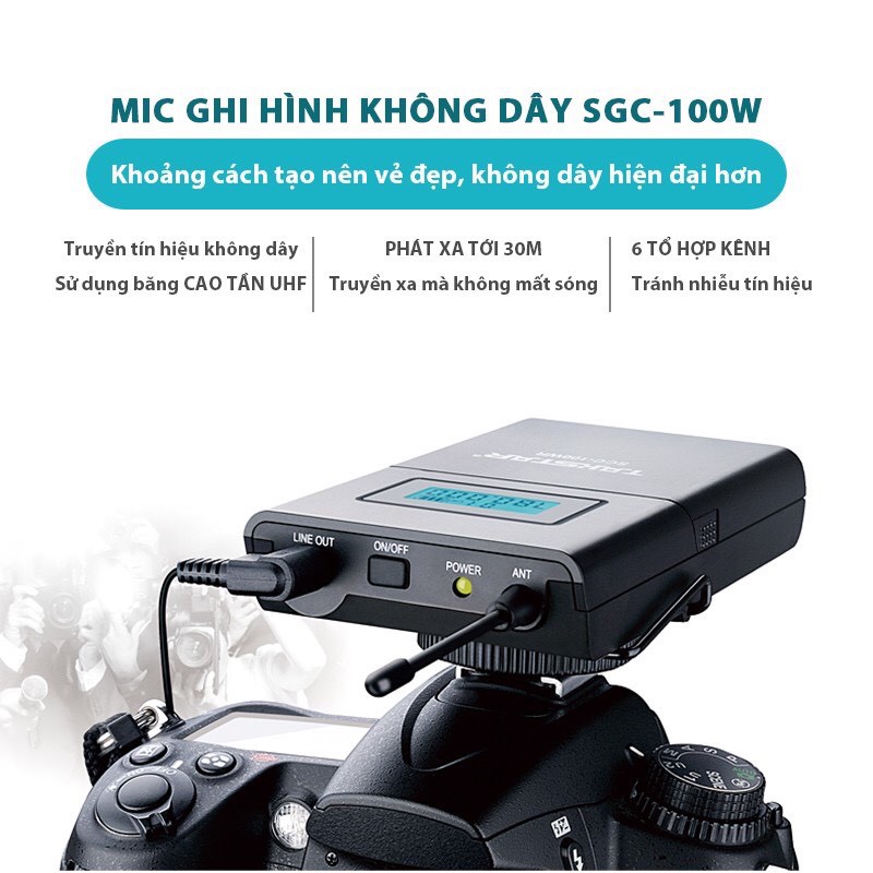 Micro gắn máy quay ghi hình Takstar SGC-100W. Mic không dây cho máy ảnh [ Chính Hãng ]