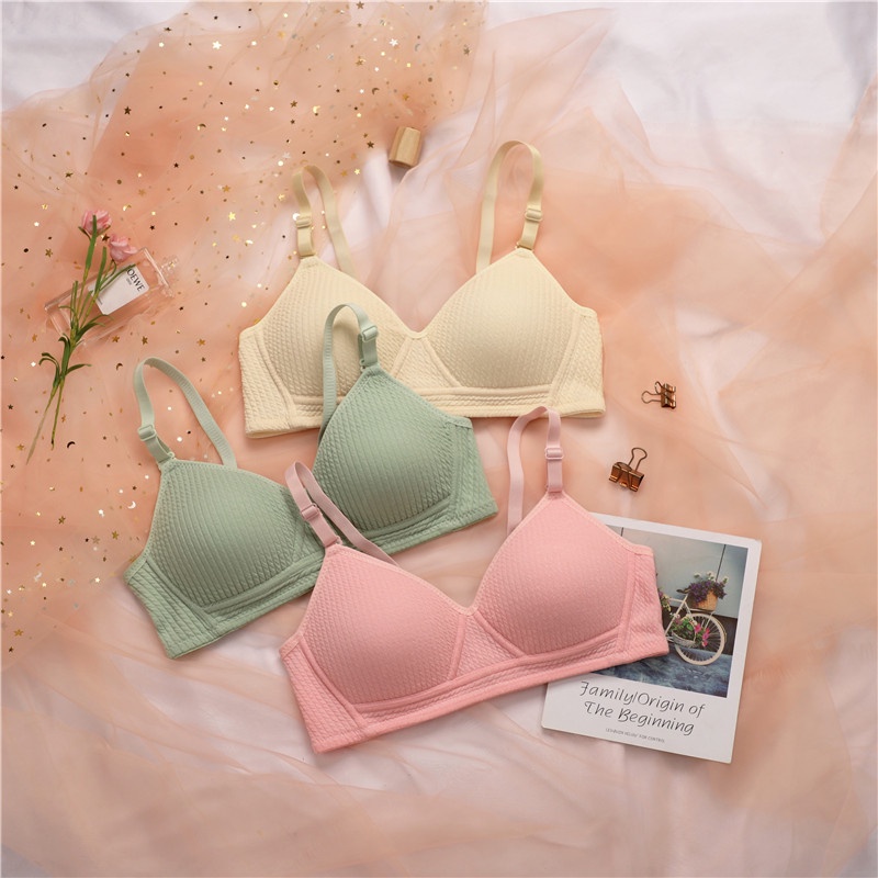 Áo lót vải cotton Không Gọng Kẻ Sọc Thời Trang Size 32-38AB