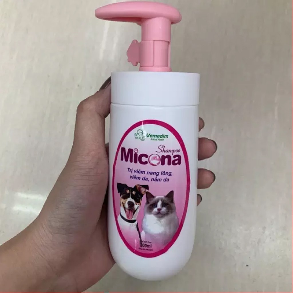 Sữa Tắm Đặc Trị Nấm Da Viêm Da Viêm nang lông Cho Chó Mèo Micona Vemedim 200ml - Lida Pet Shop
