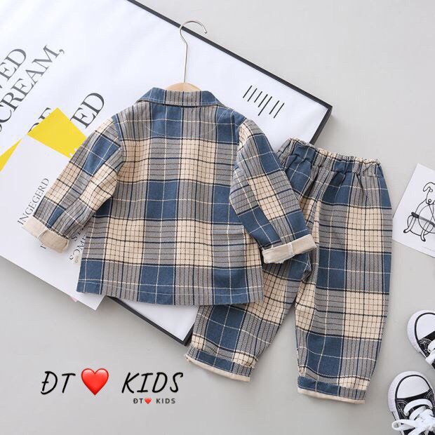 Set Bộ Vest Dạ Cho Bé Trai - Set Bộ Suit Bé Trai Áo Cotton - Quần Áo Bé Trai Thu Đông - N&D Kids