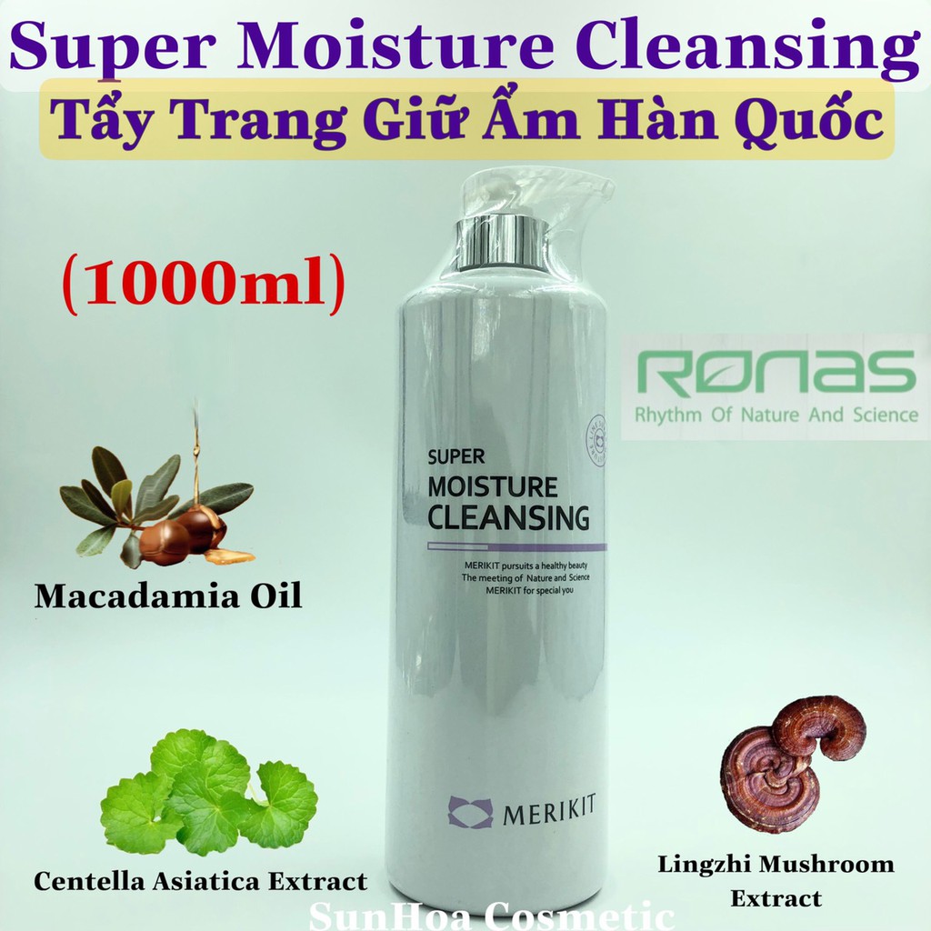 Tẩy Trang Dưỡng Ẩm-Super Moisture Cleansing-Merikit Hàn Quốc(1000ml)