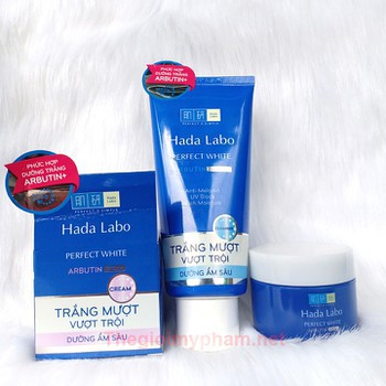 Kem Dưỡng Trắng Mượt Vượt Trội Hada Labo Perfect White Arbutin Cream - Xanh 50g