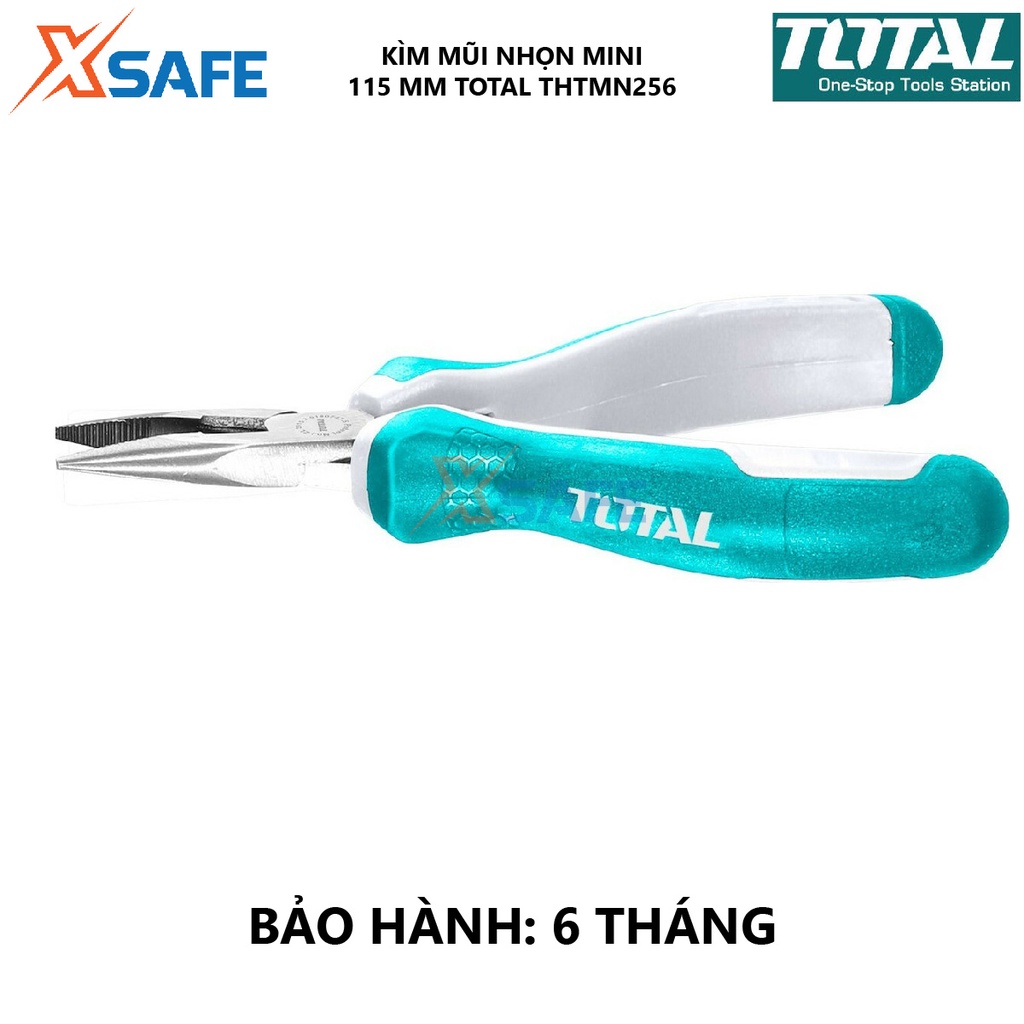 Kìm mũi nhọn mini TOTAL THTMN256 | Kềm mũi nhọn Kích thước 4,5 &quot;/ 115mm, Đầu kềm được đánh bóng và chống gỉ