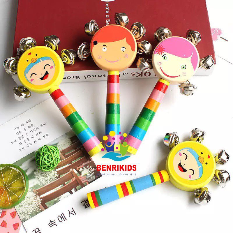 Đồ Chơi Lục Lạc Bằng Gỗ Cầm Tay Giúp Phát Triển Các Giác Quan Cho Bé Hàng Việt Nam